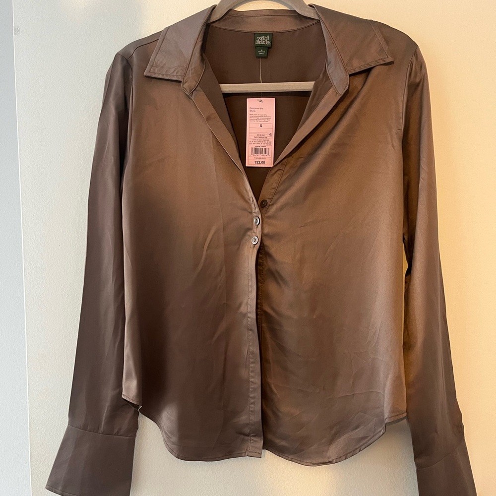 Target Brown Long Sleeve Button Down Shirt